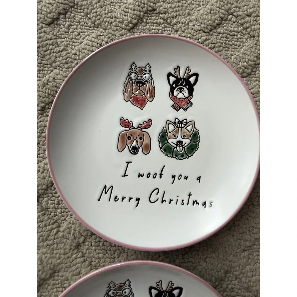 4 I WOOF YOU A MERRY CHRISTMAS Appetizer Plates 6